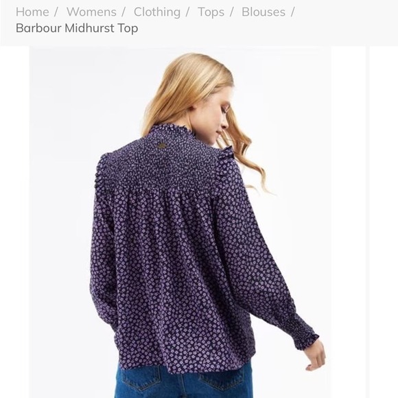 Barbour Tops - Barbour Midhurst Top Mock Neck Smocked Ruffle Floral sz 4